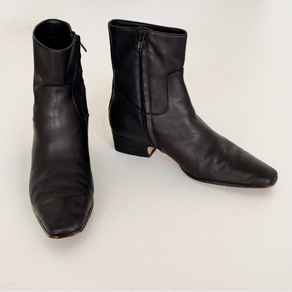 Steve Madden "Dusty" Black Leather Ankle Boots 8.5